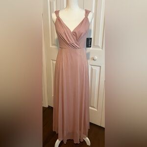 Alex B Nites Formal Pink Glittered Dress w/ Goldtone Hardware on Shoulders Sz 4